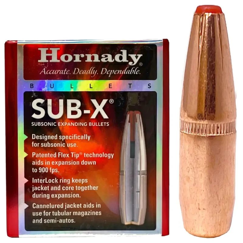 Куля Hornady SUB-X кал. 30 маса 190 gr (12.31 г) 100 шт Пуля Hornady SUB-X кал. 30 маса 190 gr (12.31 г) 100 шт