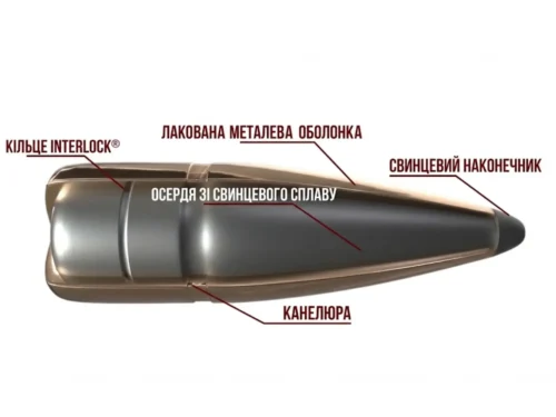 Куля HORNADY Interlock BTSP 6mm 100 gr (100 шт.) Пуля HORNADY Interlock BTSP 6 мм 100 гр (100 шт.)
