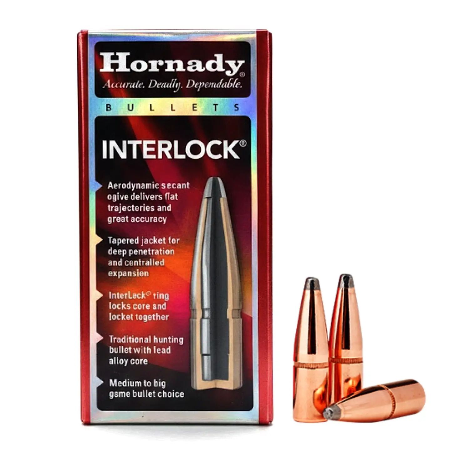 Куля HORNADY Interlock BTSP 6mm 100 gr (100 шт.) Пуля HORNADY Interlock BTSP 6 мм 100 gr (100 шт.)