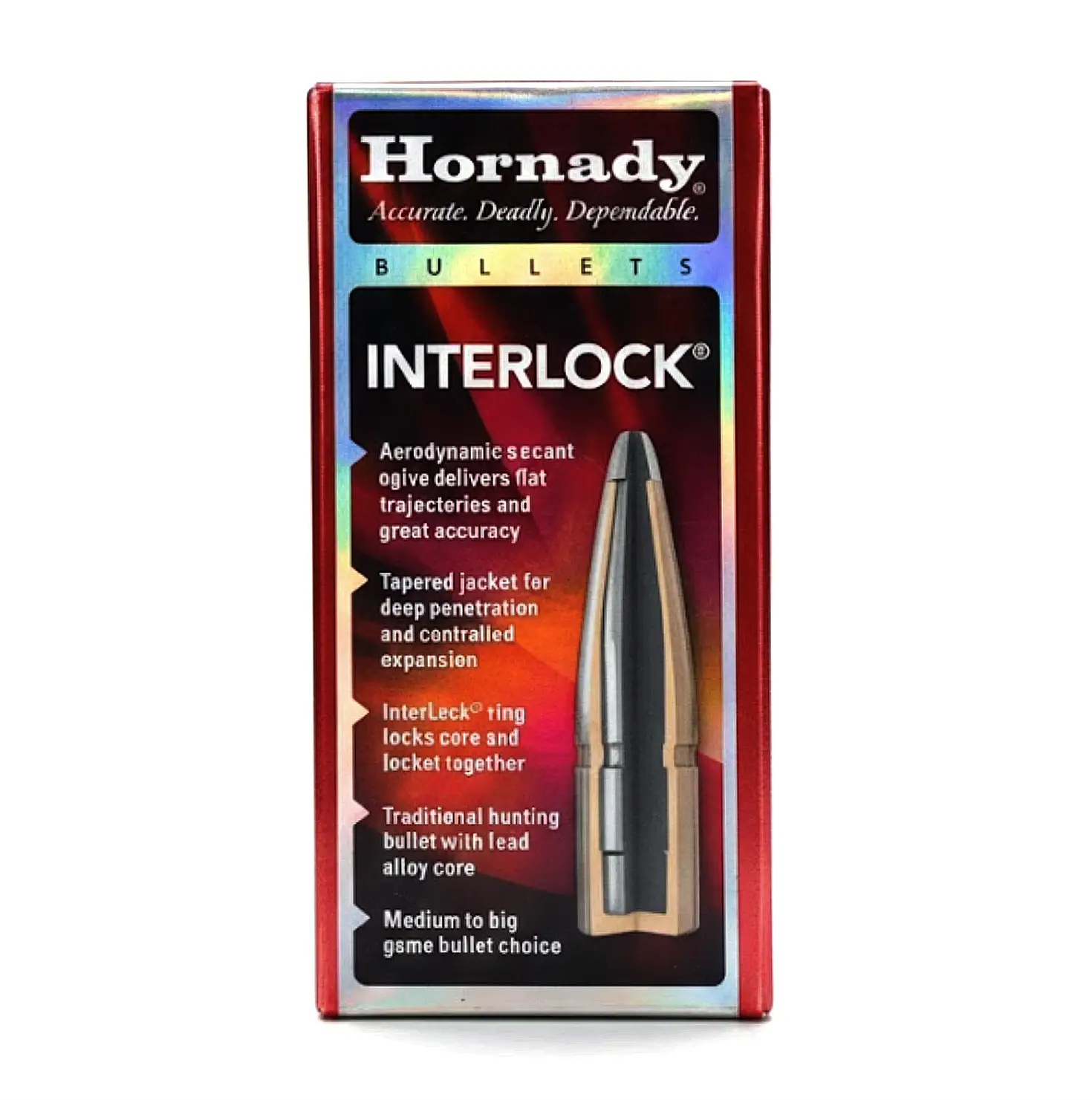 Куля HORNADY Interlock BTSP 6mm 100 gr (100 шт.) Пуля HORNADY Interlock BTSP 6 мм 100 gr (100 шт.)