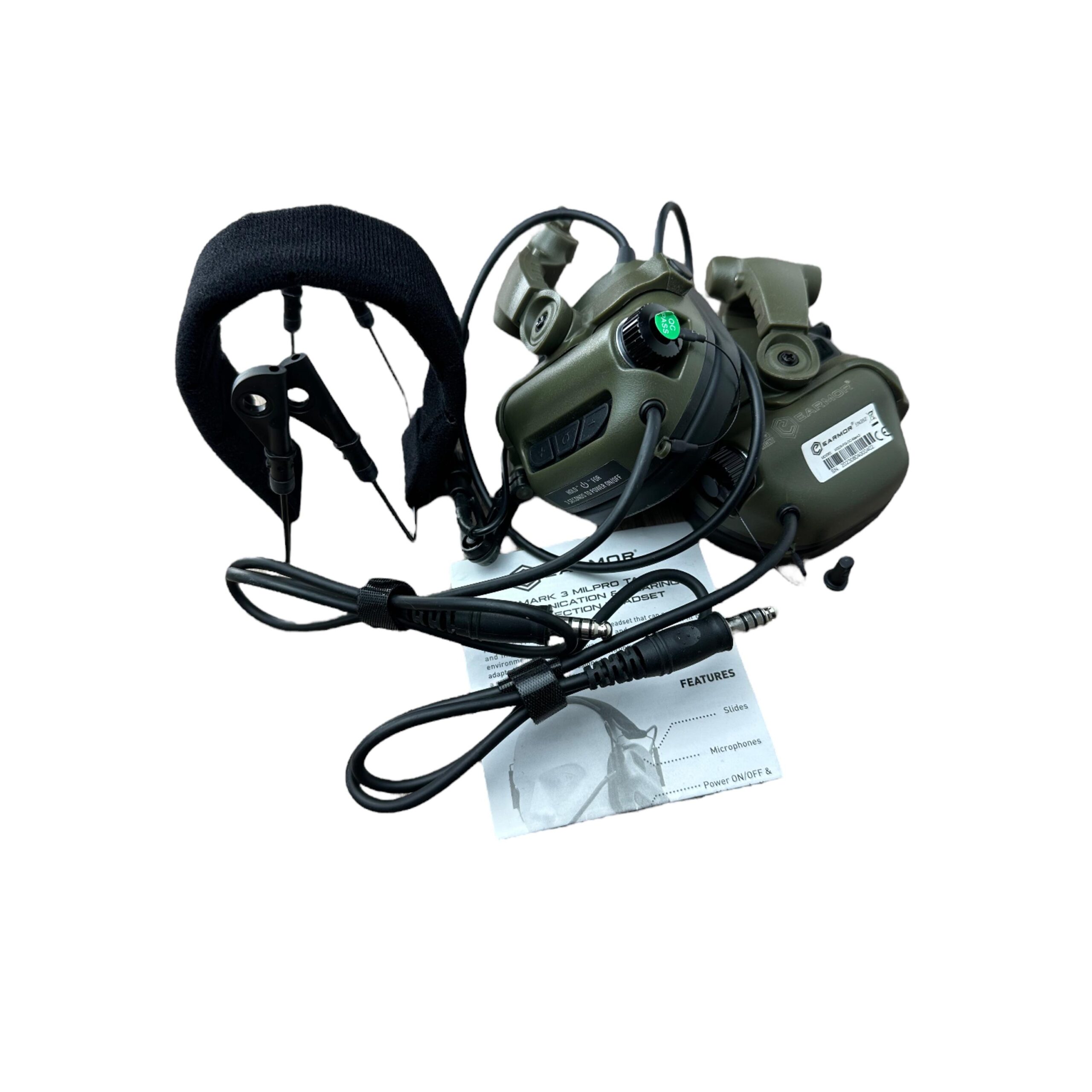 Активні захисні навушники Earmor M32X MARK3 Dual (FG) Olive Mil-Std