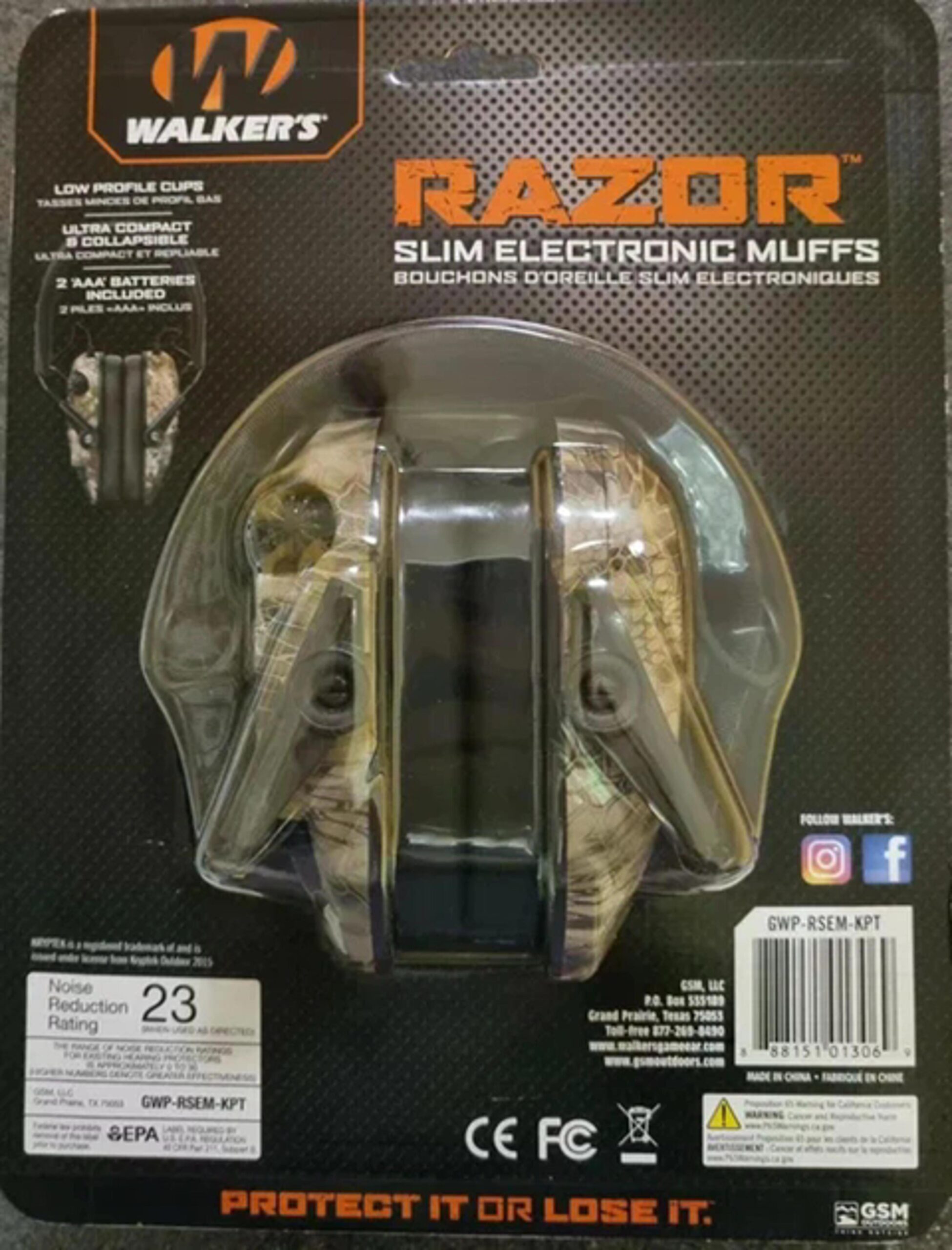 Активні захисні навушники Walker's Razor Slim Kryptek (KPT)
