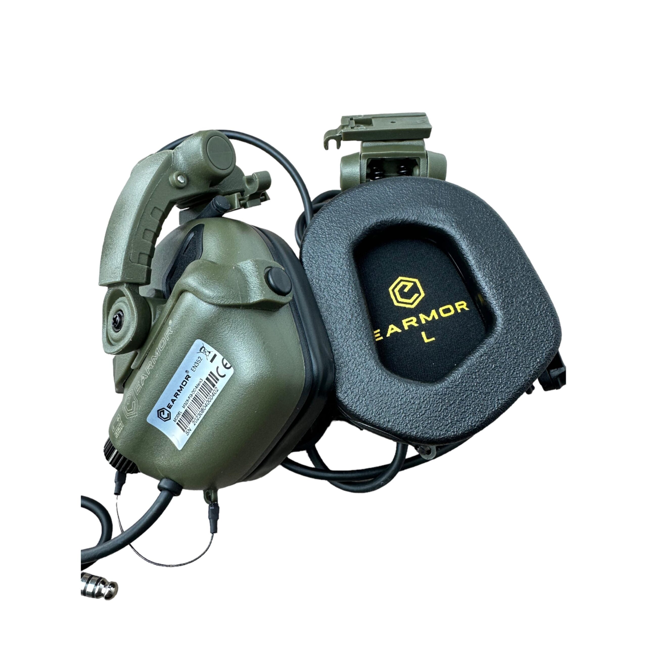 Активні захисні навушники Earmor M32X MARK3 Dual (FG) Olive Mil-Std