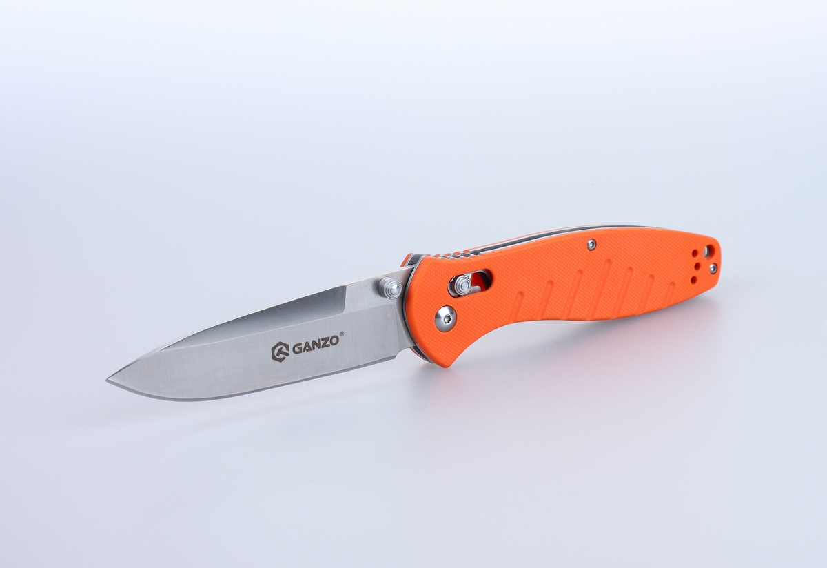 Ніж складаний туристичний Ganzo G738 (8.9 см) 440C / G10 помаранчевий