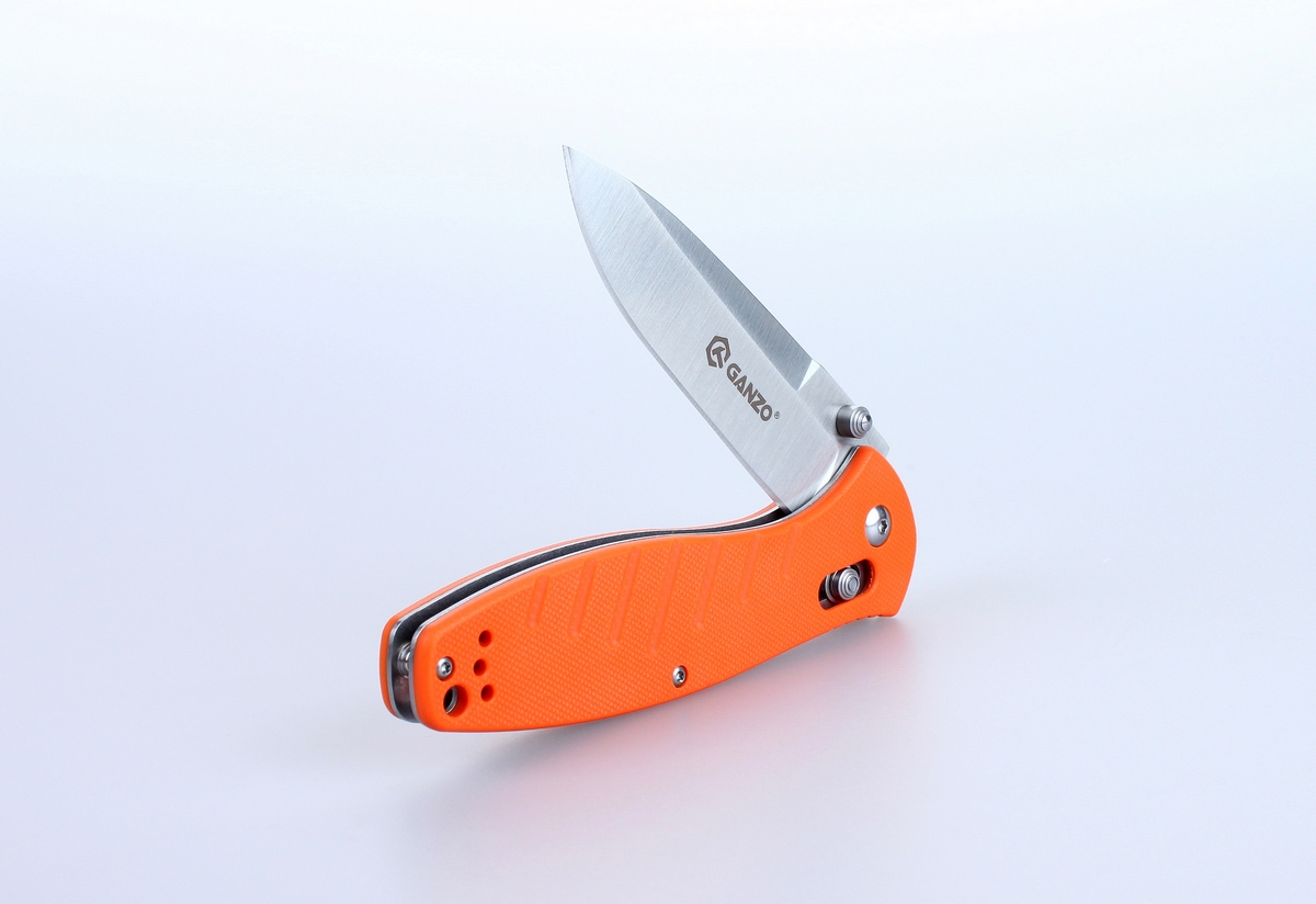 Ніж складаний туристичний Ganzo G738 (8.9 см) 440C / G10 помаранчевий
