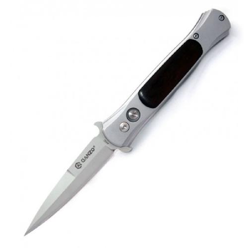 Ніж складаний туристичний Ganzo G707 (8.5 см) 440C / сталь з деревом сірий