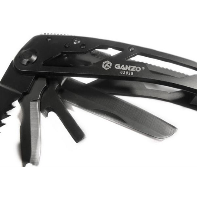 Мультитул Ganzo G202B, (16.5 см) 24 функції, чорний + біти та чохол