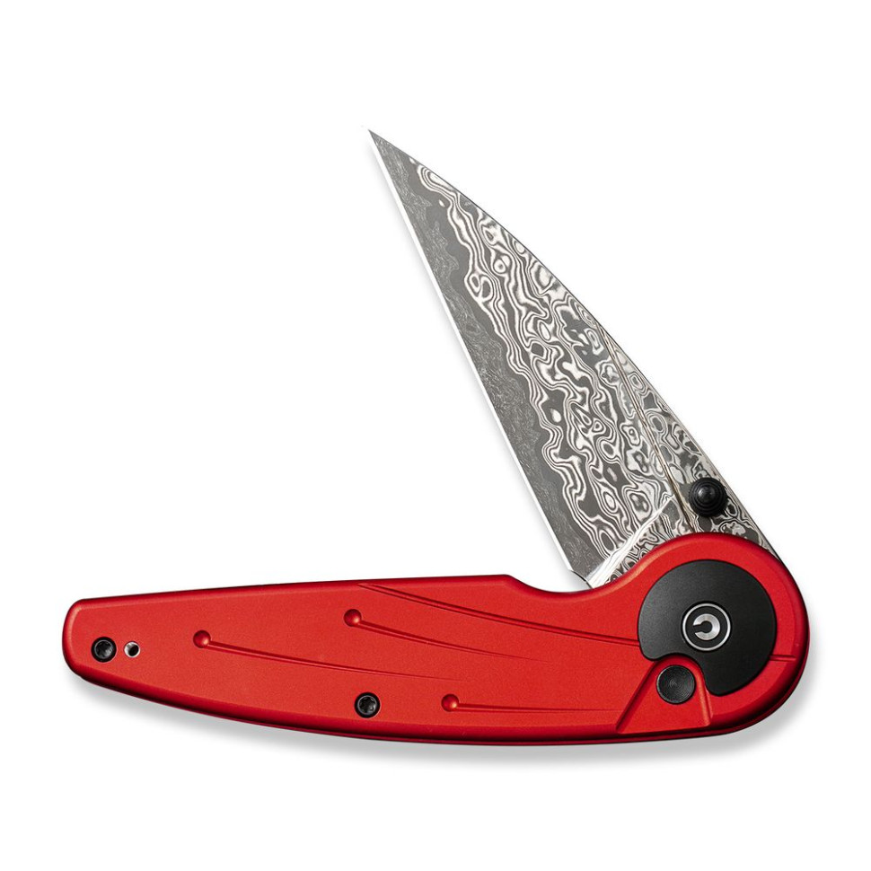 Ніж складаний туристичний Civivi Starflare, (8.4 см) Damascus / Aluminum червоний