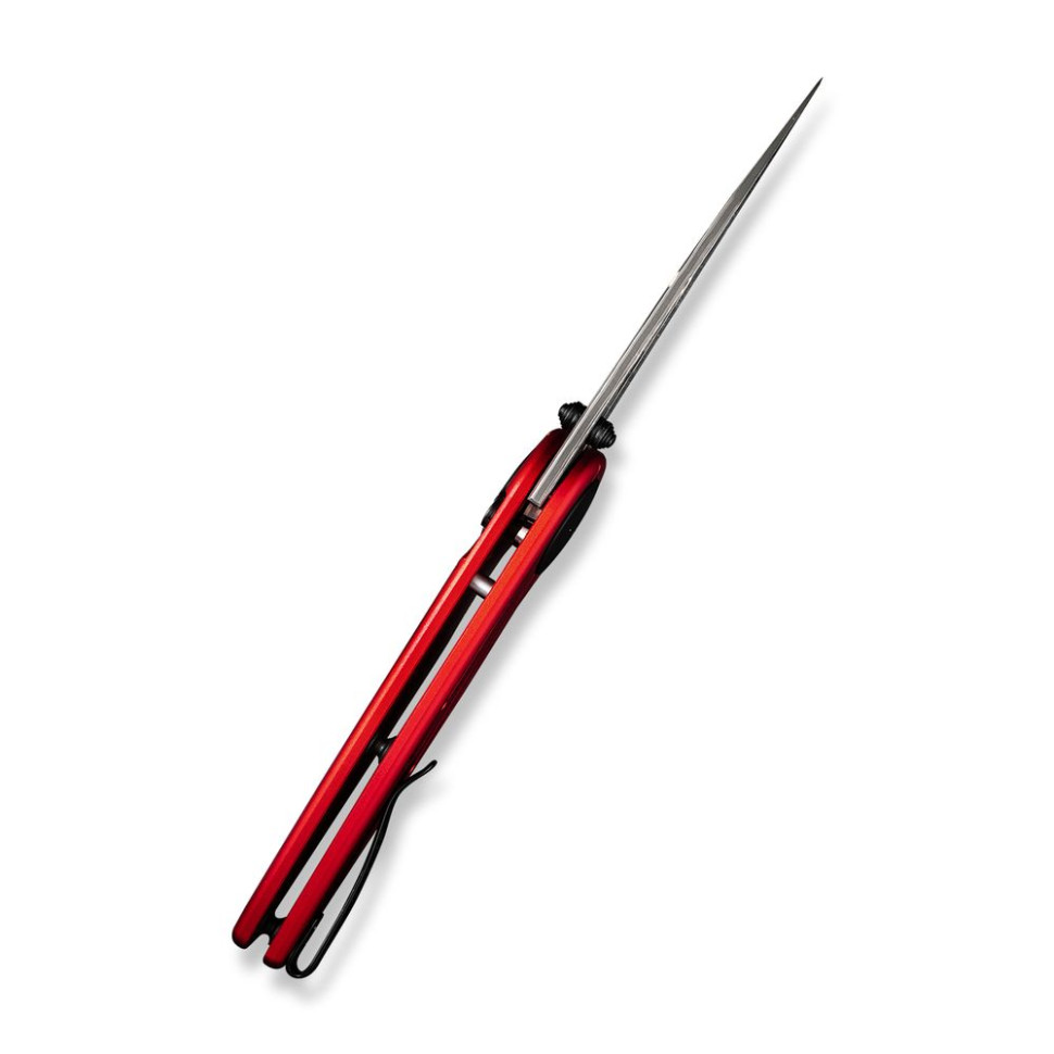 Ніж складаний туристичний Civivi Starflare, (8.4 см) Damascus / Aluminum червоний