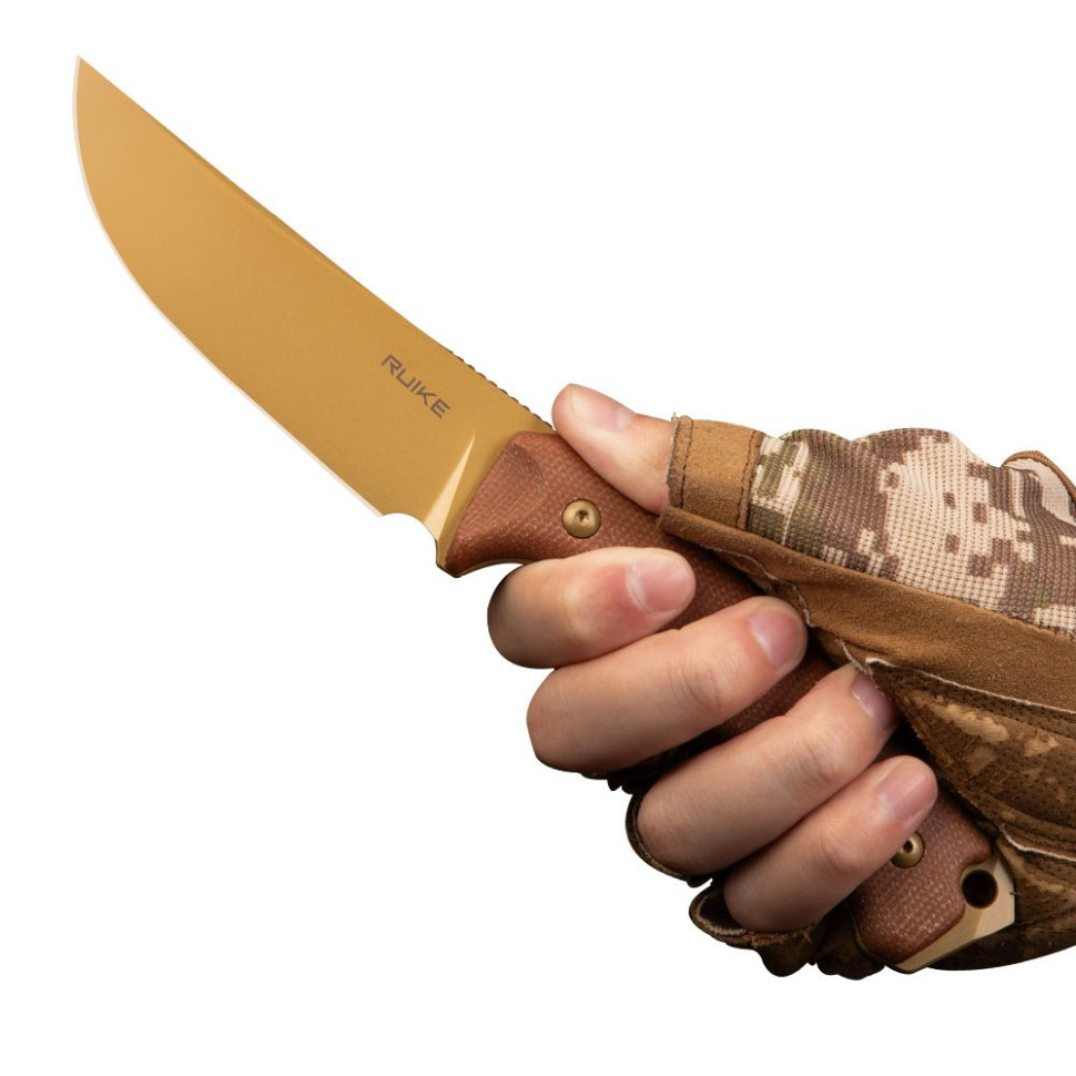 Ніж фіксований мисливський Ruike F186-MN, (11.8 см) D2 / Micarta коричневий