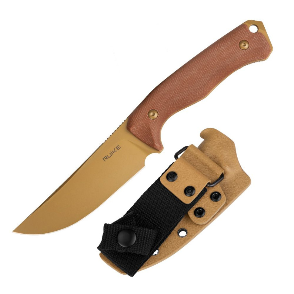 Ніж фіксований мисливський Ruike F186-MN, (11.8 см) D2 / Micarta коричневий