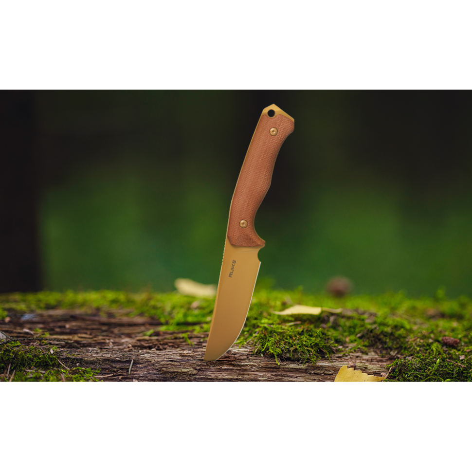 Ніж фіксований мисливський Ruike F186-MN, (11.8 см) D2 / Micarta коричневий