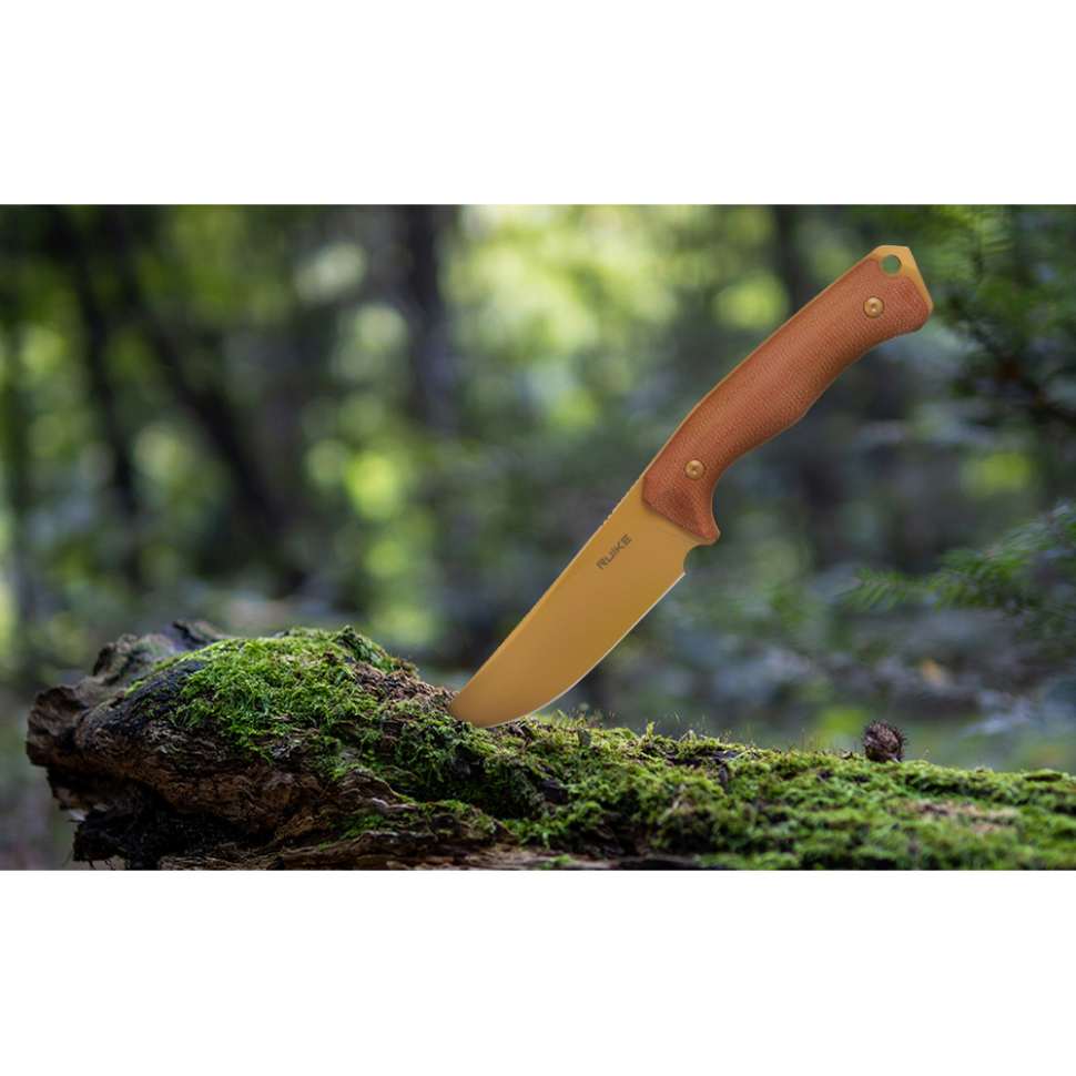 Ніж фіксований мисливський Ruike F186-MN, (11.8 см) D2 / Micarta коричневий