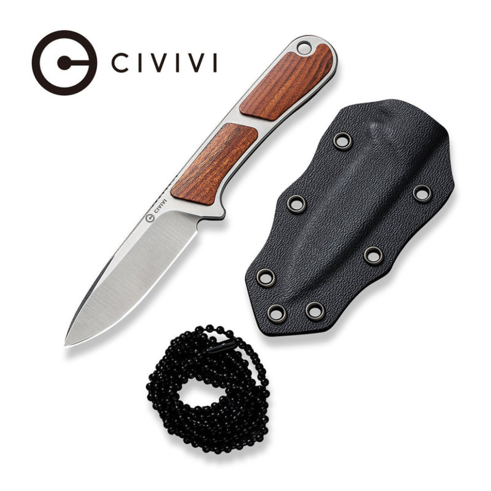 Ніж фіксований кишеньковий Civivi Mini Elementum, (5.7 см) Nitro-V / Guibourtia Wood, дерево з чохлом