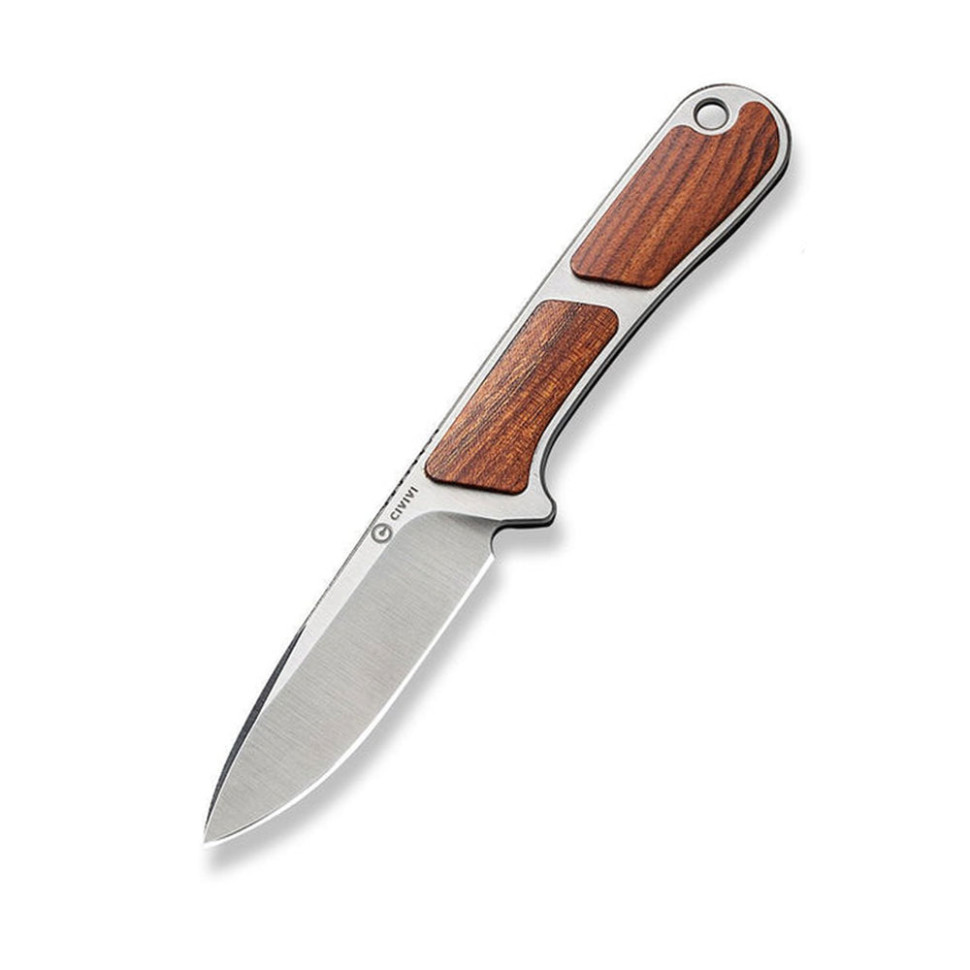 Ніж фіксований кишеньковий Civivi Mini Elementum, (5.7 см) Nitro-V / Guibourtia Wood, дерево з чохлом