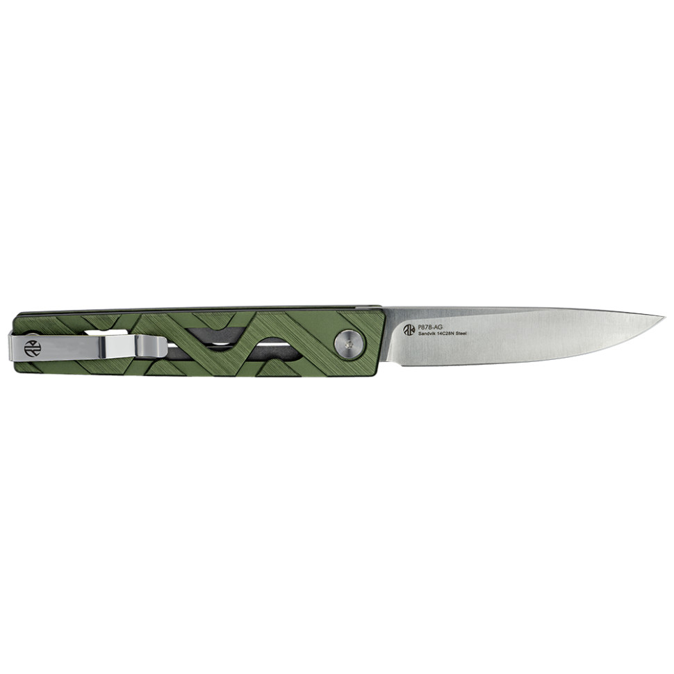 Ніж складаний туристичний Ruike P878-AG, (8.7 см) 14C28N / 6063Aluminum зелений