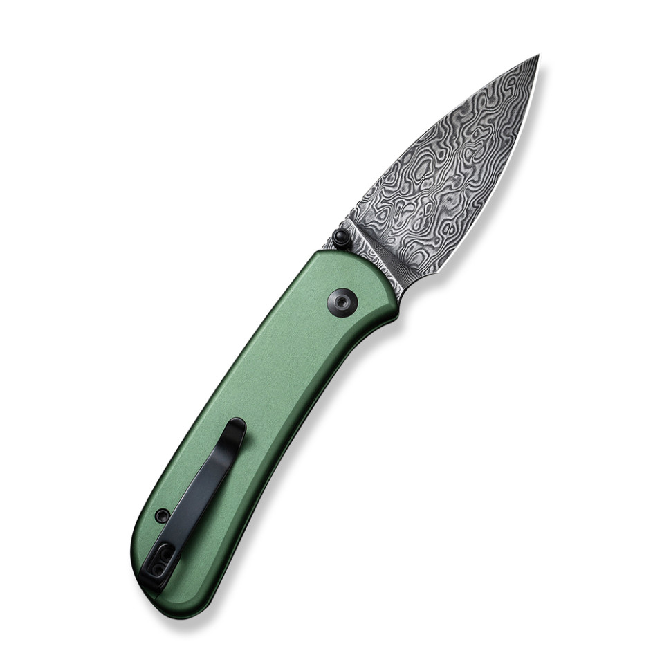 Ніж складаний кишеньковий Civivi Qubit, (7.6 см) Damascus / Aluminum темно-зелений