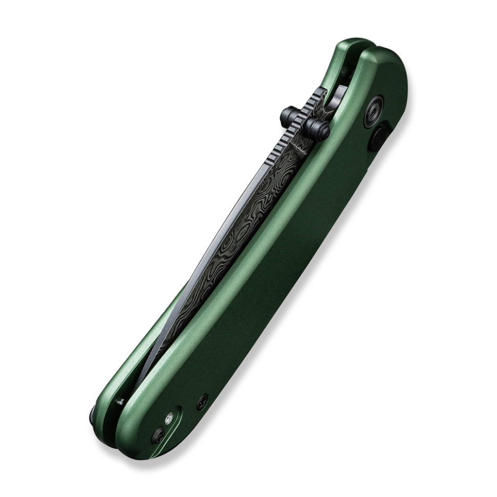 Ніж складаний кишеньковий Civivi Qubit, (7.6 см) Damascus / Aluminum темно-зелений