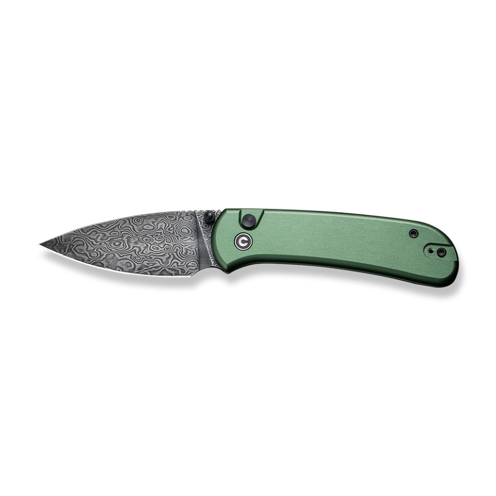 Ніж складаний кишеньковий Civivi Qubit, (7.6 см) Damascus / Aluminum темно-зелений