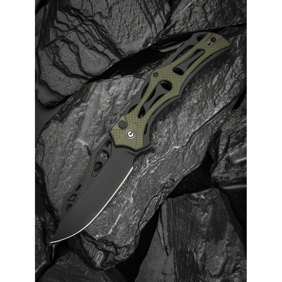 Ніж складаний туристичний Civivi Biophase, (8.9 см) Nitro-V / Aluminum & G10 чорно-зелений