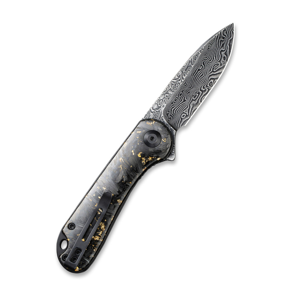 Ніж складаний кишеньковий Civivi Elementum, (7.5 см) Damascus / Carbon Fiber сірий