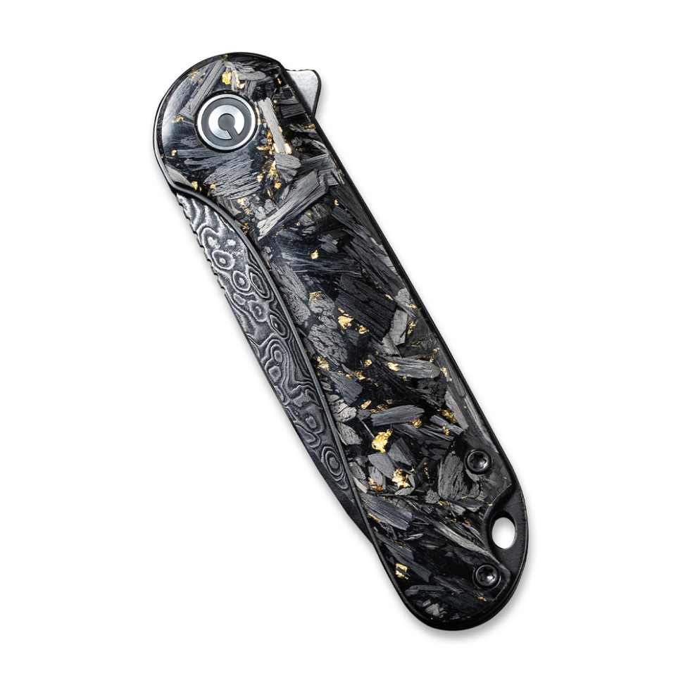 Ніж складаний кишеньковий Civivi Elementum, (7.5 см) Damascus / Carbon Fiber сірий