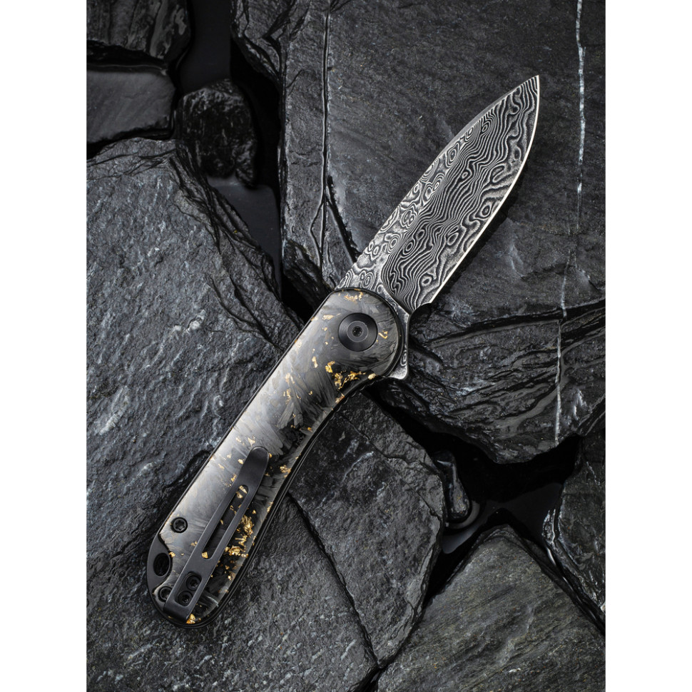 Ніж складаний кишеньковий Civivi Elementum, (7.5 см) Damascus / Carbon Fiber сірий