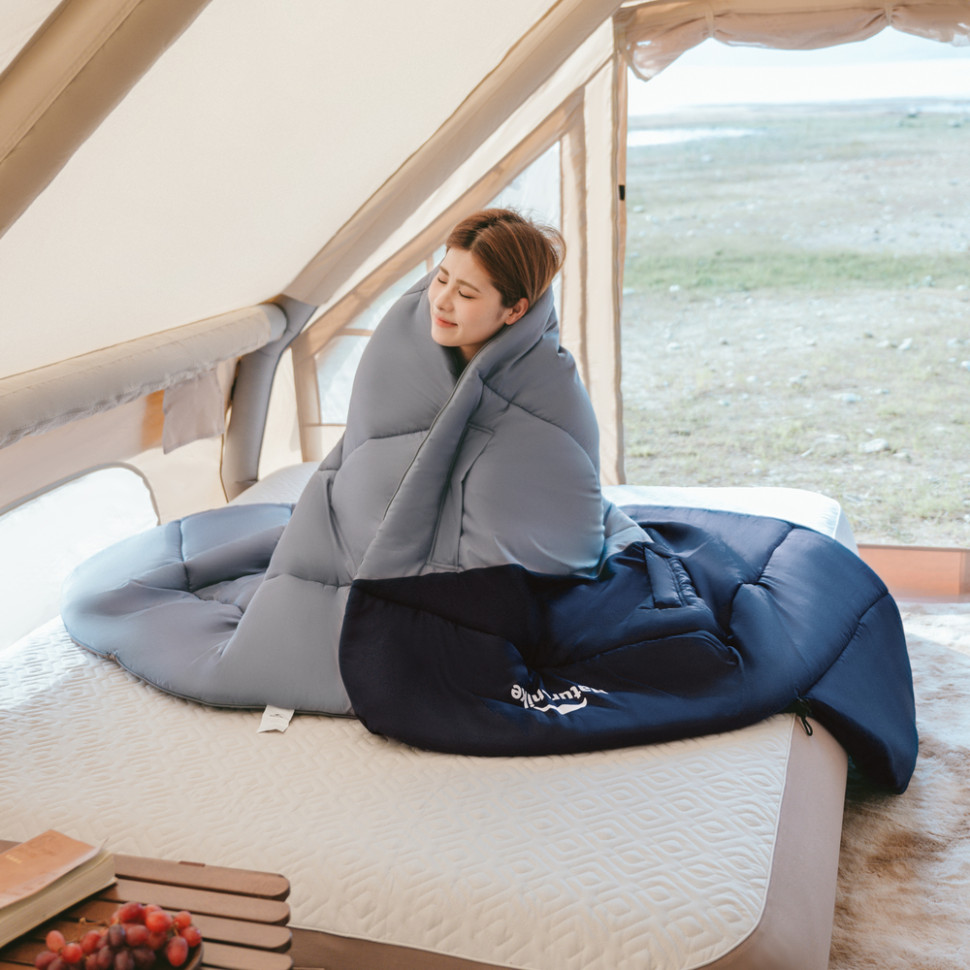 Спальник з капюшоном Naturehike Sunny Day PL02 U250 CNK2550WS028, (8,5°C), правий, коричнево-зелений