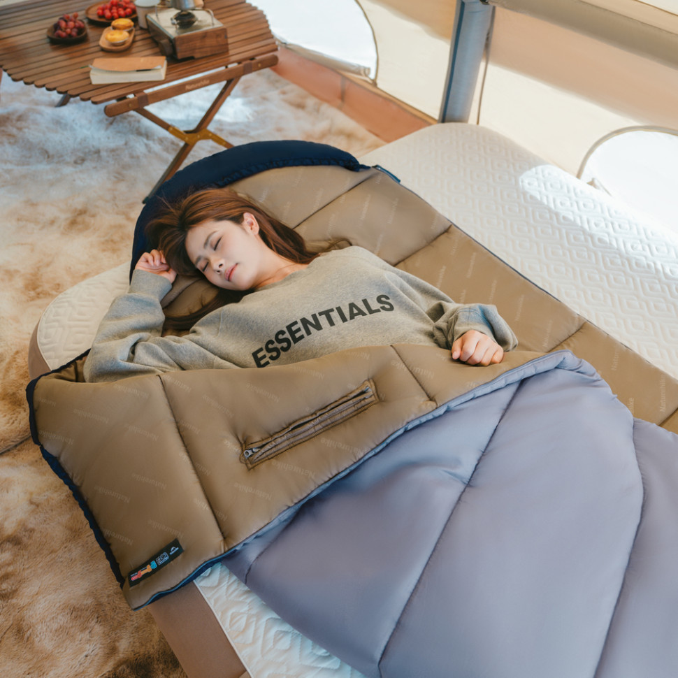 Спальник з капюшоном Naturehike Sunny Day PL02 U450 CNK2550WS028, (3,9°C), правий, коричнево-зелений