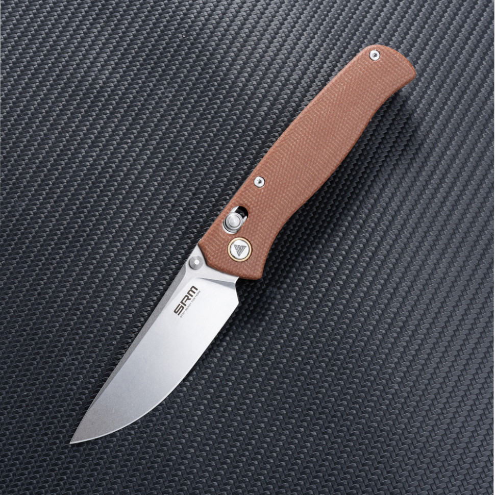 Ніж складаний туристичний SRM Medal 255L-MN (8.2 см) 10Cr / Micarta коричневий