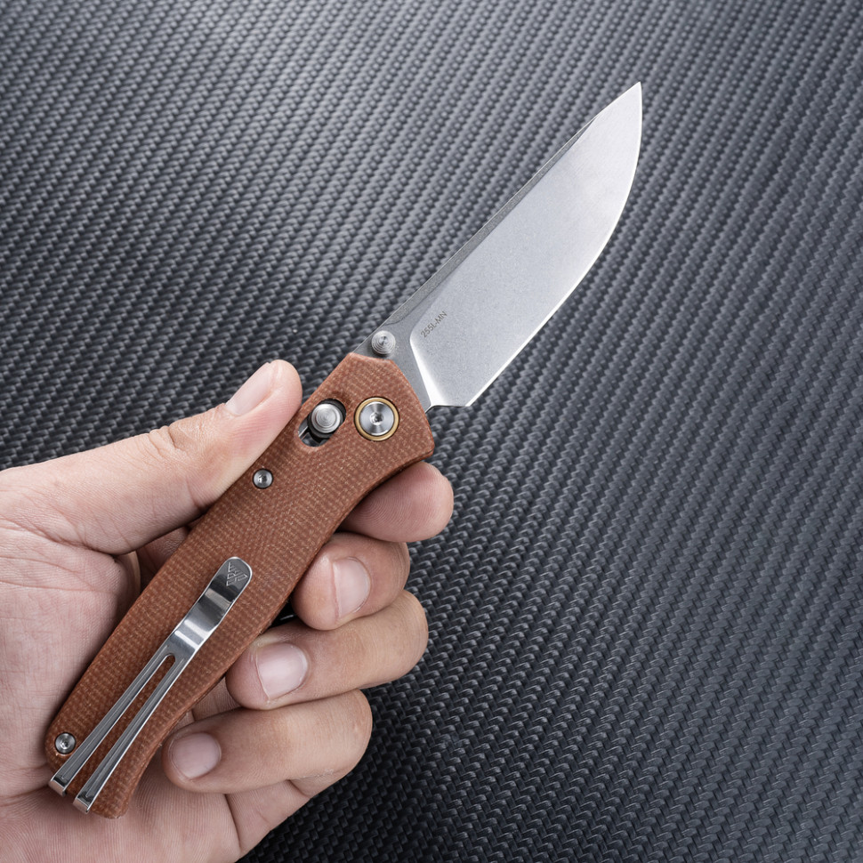 Ніж складаний туристичний SRM Medal 255L-MN (8.2 см) 10Cr / Micarta коричневий