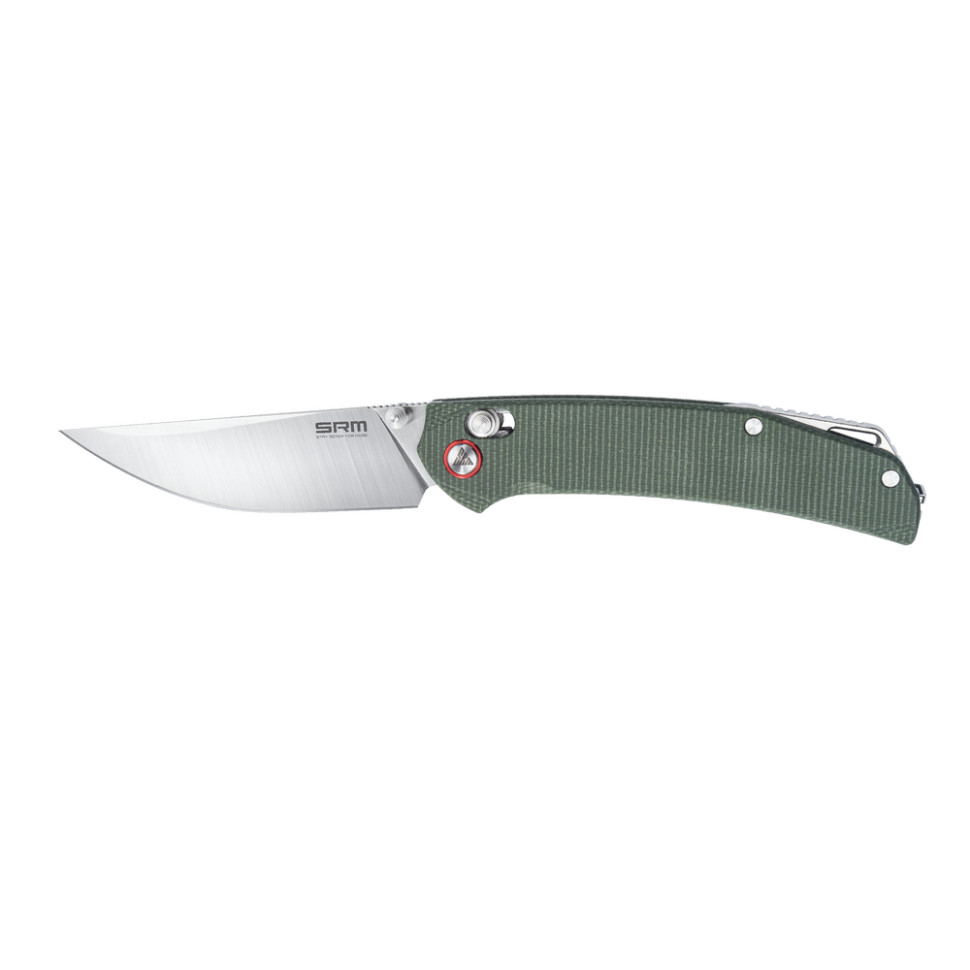 Ніж складаний туристичний SRM Asika 411L-MG (8.8 см) 14C28N / Micarta зелений