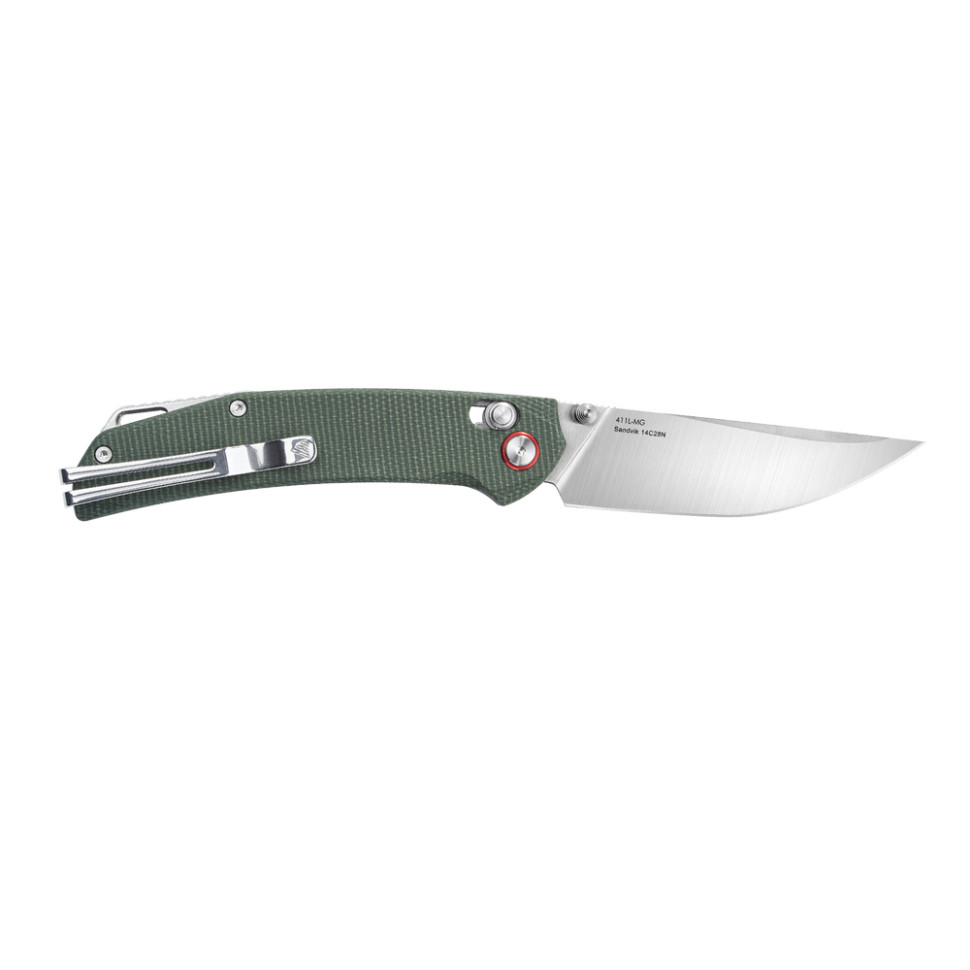 Ніж складаний туристичний SRM Asika 411L-MG (8.8 см) 14C28N / Micarta зелений