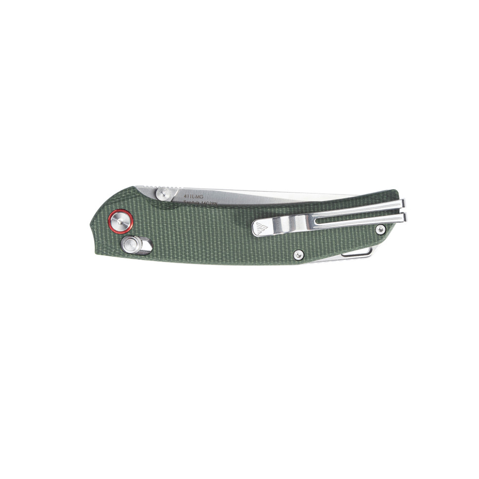 Ніж складаний туристичний SRM Asika 411L-MG (8.8 см) 14C28N / Micarta зелений