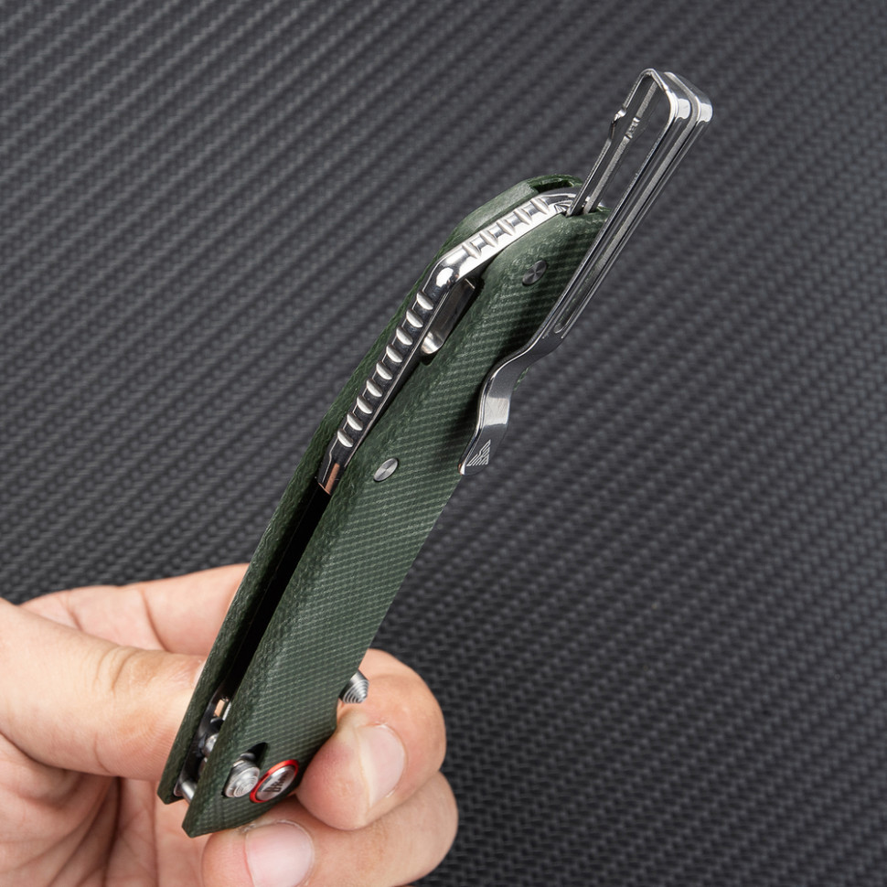 Ніж складаний туристичний SRM Asika 411L-MG (8.8 см) 14C28N / Micarta зелений