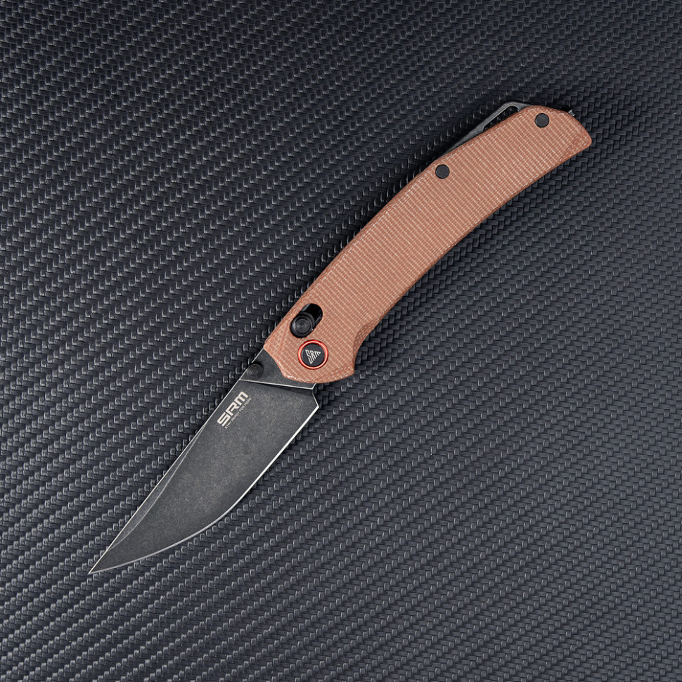 Ніж складаний туристичний SRM Asika 411L-MN (8.8 см) 14C28N / Micarta коричневий