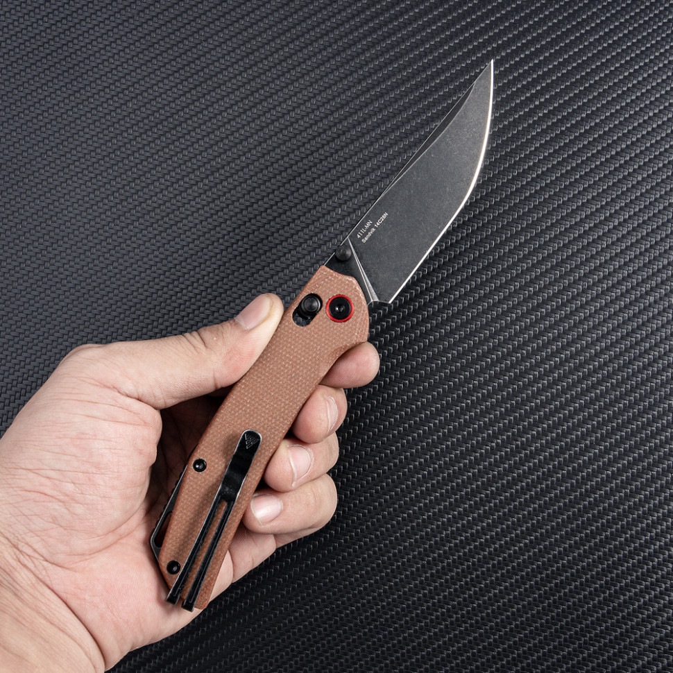 Ніж складаний туристичний SRM Asika 411L-MN (8.8 см) 14C28N / Micarta коричневий