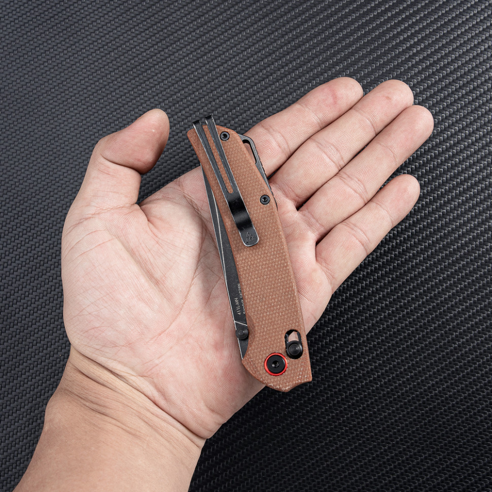 Ніж складаний туристичний SRM Asika 411L-MN (8.8 см) 14C28N / Micarta коричневий