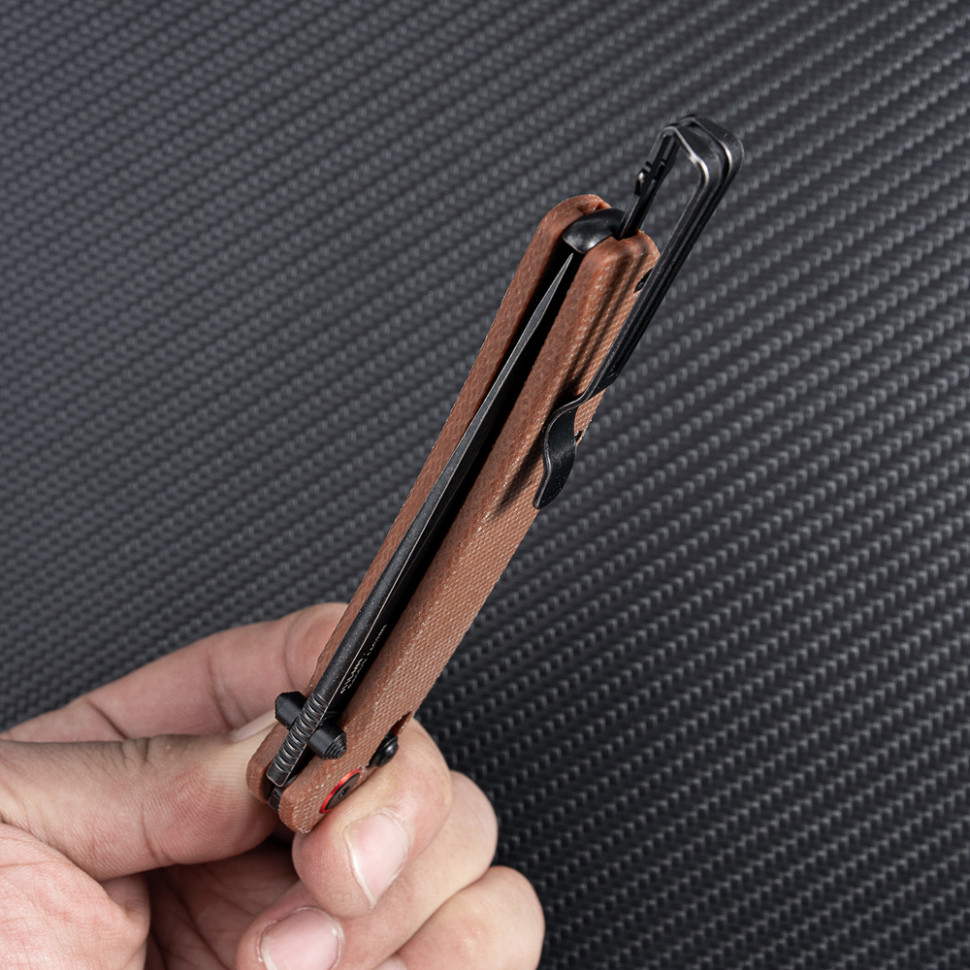 Ніж складаний туристичний SRM Asika 411L-MN (8.8 см) 14C28N / Micarta коричневий