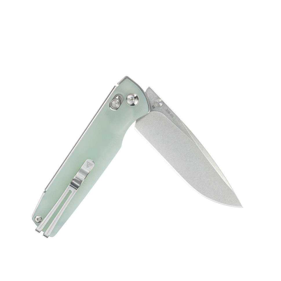 Ніж складаний туристичний SRM Terrier 258L-GC (9.3 см) D2 / G10 біло-зелений