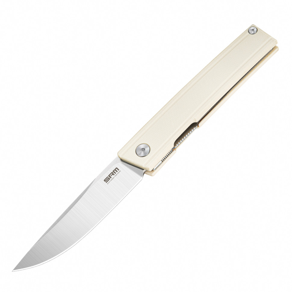 Ніж складаний туристичний SRM Gent 401LC-GT (8.3 см) 10Cr / G10 білий