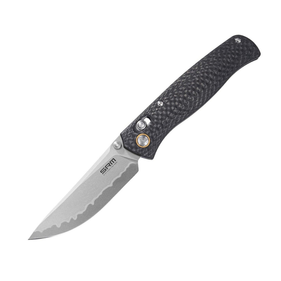 Ніж складаний туристичний SRM Medal 255L-CB2 (8.2 см) 140Cr / карбон чорний