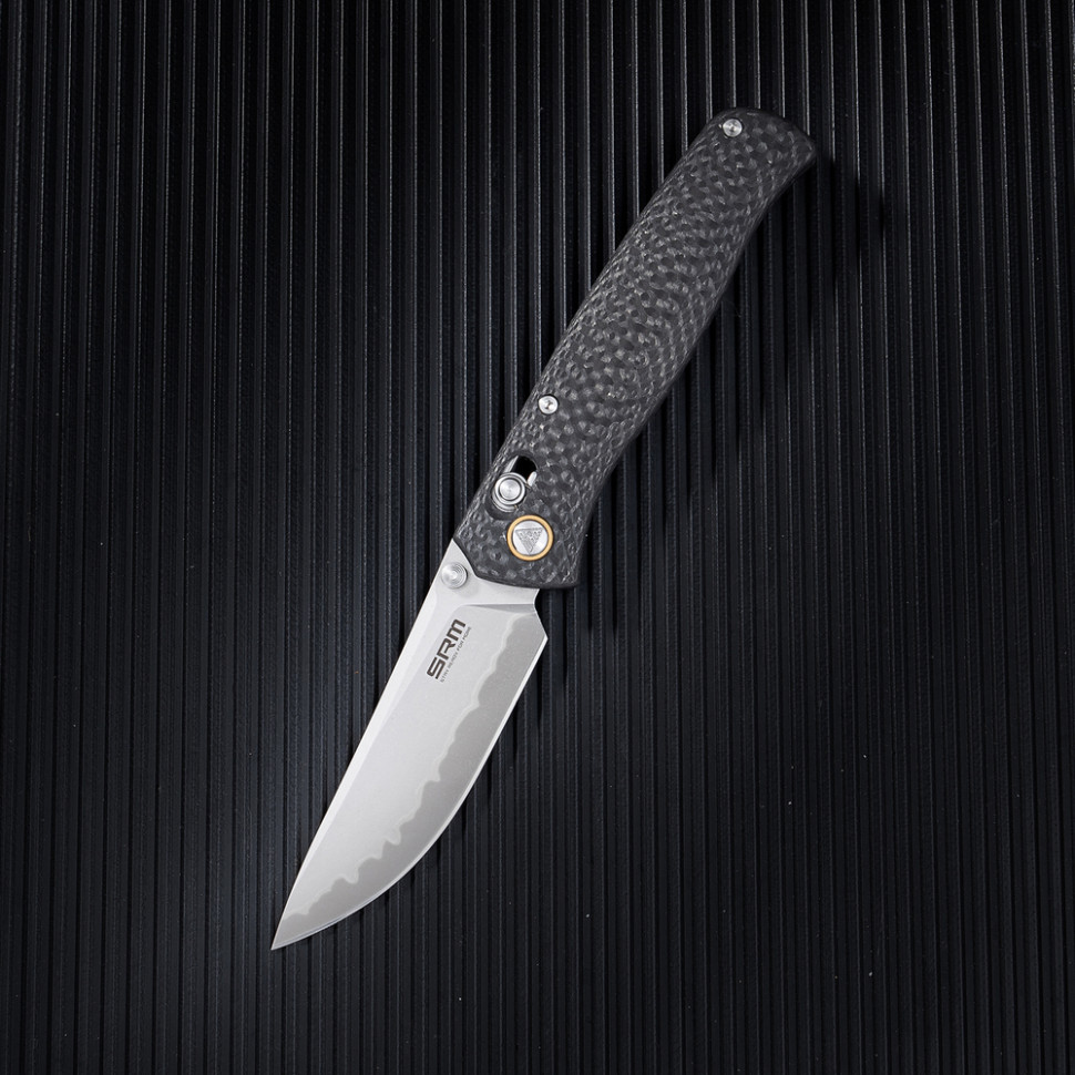 Ніж складаний туристичний SRM Medal 255L-CB2 (8.2 см) 140Cr / карбон чорний