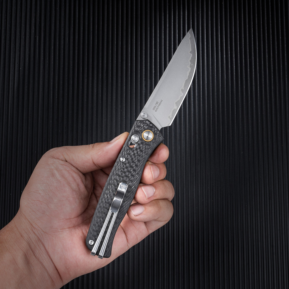 Ніж складаний туристичний SRM Medal 255L-CB2 (8.2 см) 140Cr / карбон чорний