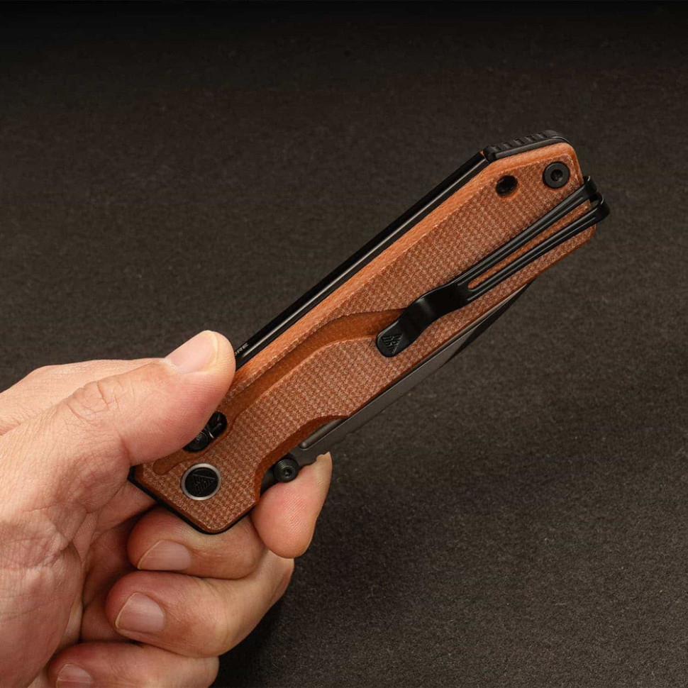 Ніж складаний туристичний SRM Rubik 7228B-MN2 (8.7 см) 140Cr / Micarta коричневий