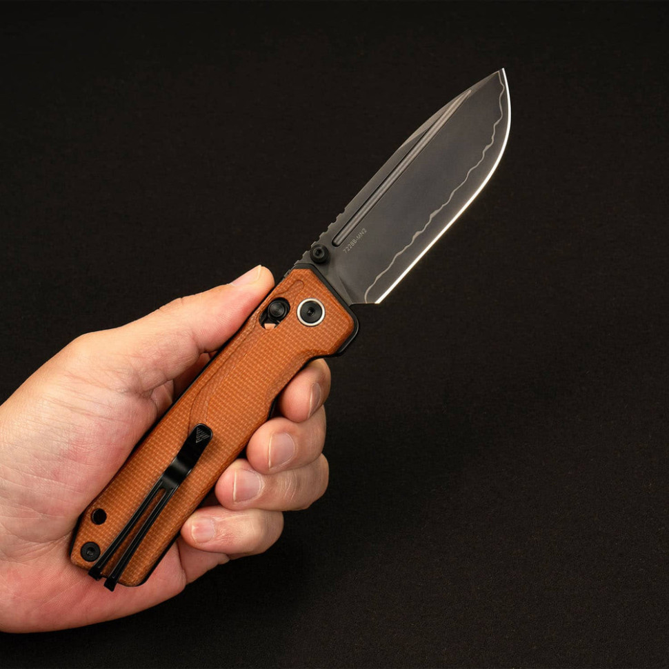 Ніж складаний туристичний SRM Rubik 7228B-MN2 (8.7 см) 140Cr / Micarta коричневий