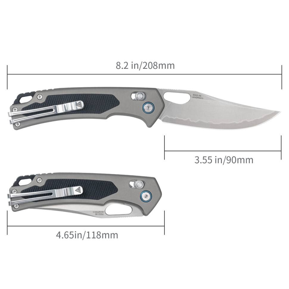 Ніж складаний туристичний SRM Retriever 9203-AK (9 см) 140Cr / G10 чорно-сірий