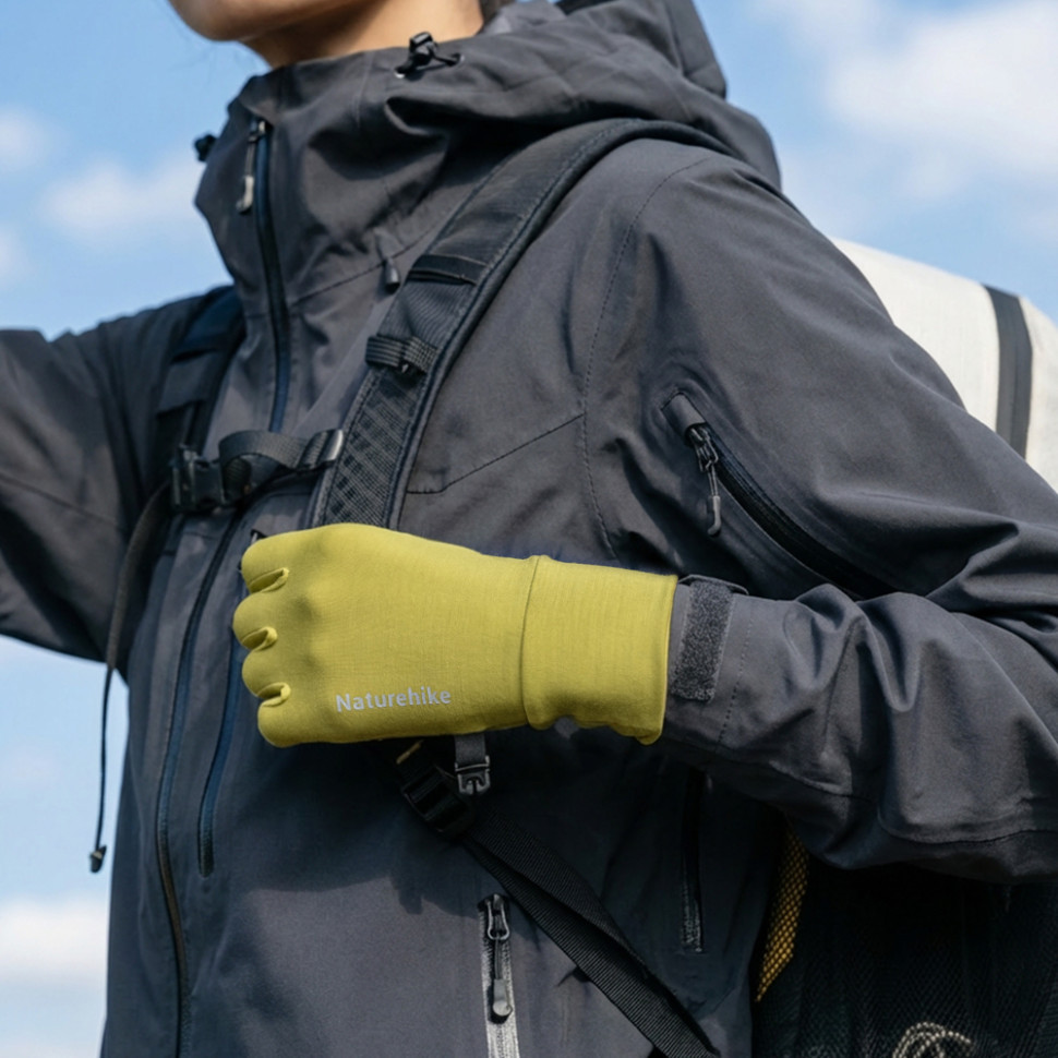 Рукавички туристичні вовняні Naturehike CYY2610FS010, L, зелений