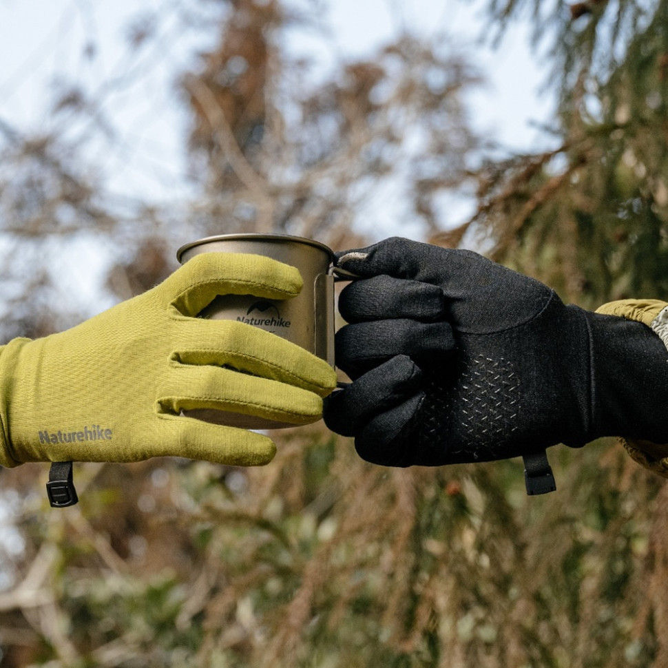 Рукавички туристичні вовняні Naturehike CYY2610FS010, L, чорний