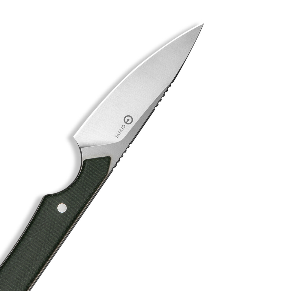 Ніж фіксований кишеньковий Civivi High Grass Field Knife (7,4 см) 14C28N / Micarta зелений з чохлом